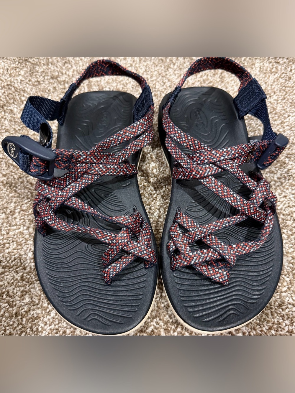 Chacos Sandals Women’s Sz 6 Blue Zvolv x2 Strappy Red White Blue Outdoor Hiking